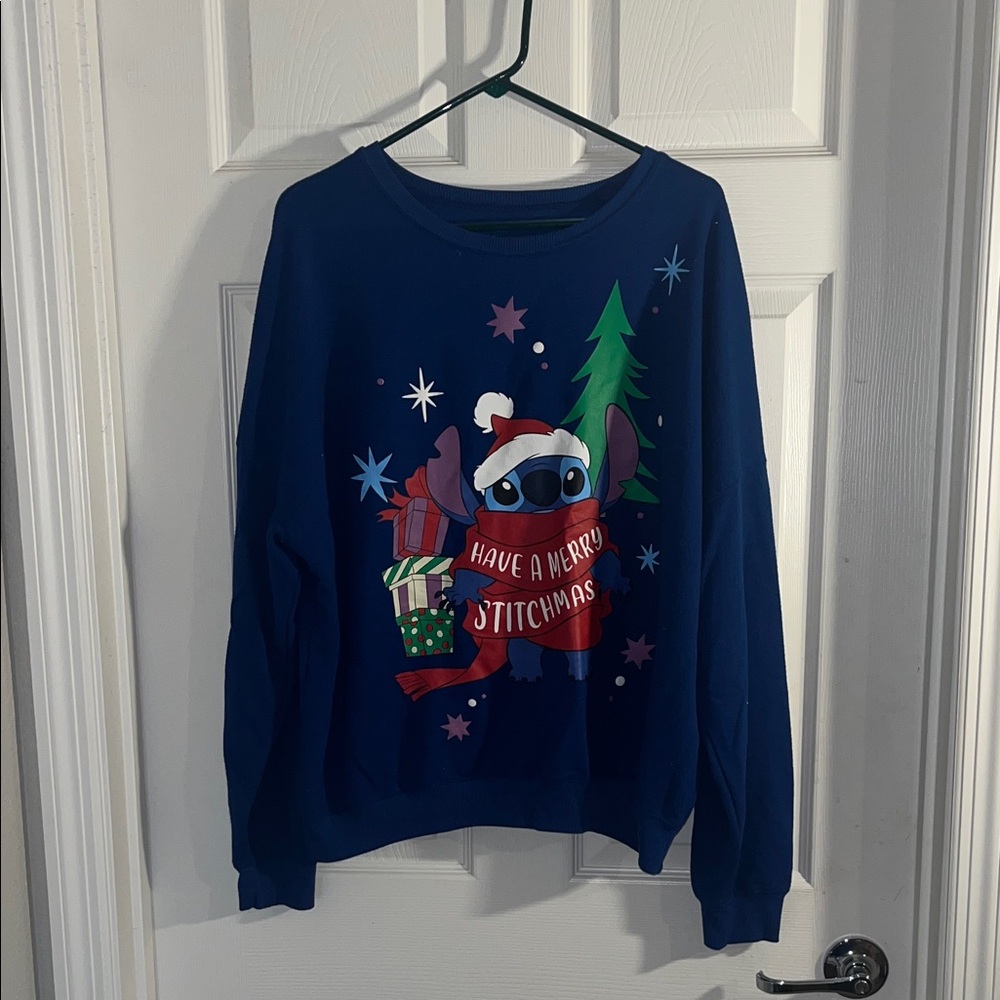 Blue Holiday Sweater “Merry Stitchmas”